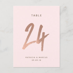 Modern Brush Rose Gold Wedding Table number 24 Postcard