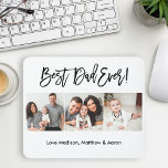 Modern Brush Script 3 Photo Best Dad Ever Mouse Pad<br><div class="desc">Modern Brush Script Best Dad Ever 3 Photo Mouse Pad</div>