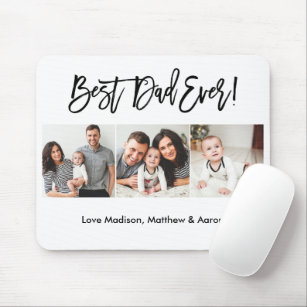 Modern Brush Script 3 Photo Best Dad Ever Mouse Pad