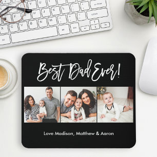 Modern Brush Script 3 Photos Best Dad Ever Mouse Pad