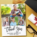 Modern Brush Script 4 Photo Graduation Thank You Postcard<br><div class="desc">Modern Brush Script 4 Photo Graduation Thank You Postcard</div>
