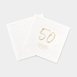 Modern Brush Script 50th Birthday Party Foil Napkins