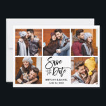 Modern Brush Script 5 Photo Save The Date<br><div class="desc">Modern Brush Script 5 Photo Couple Save the Date Engagement Announcement Card</div>