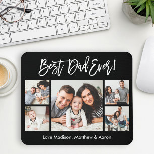 Modern Brush Script 5 Photos Best Dad Ever Mouse Pad