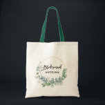 Modern Brush Script Botanical Greenery Bridesmaid Tote Bag<br><div class="desc">Modern Trendy Brush Script Watercolor Botanical Greenery Gold Circle Bridesmaid Tote Bag</div>