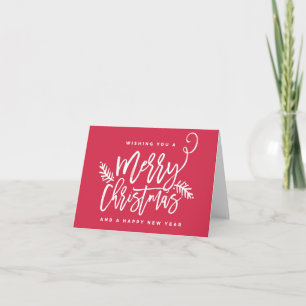 Modern Brush Script Bright Christmas Holiday Red Card