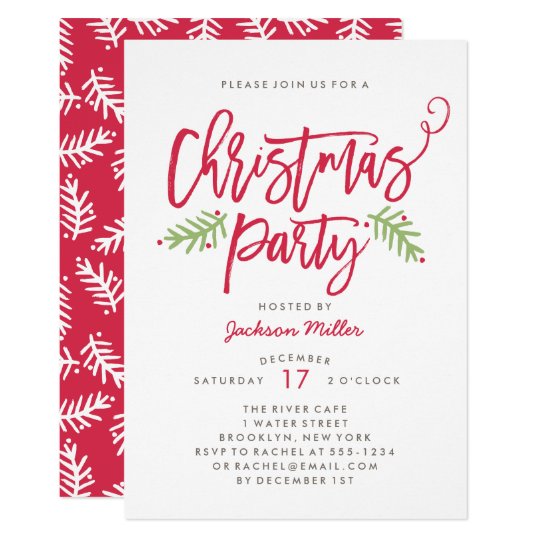 Modern Brush Script Christmas Holiday Party Invitation | Zazzle.com.au