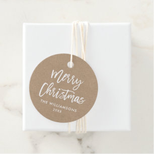 Modern Brush Script Christmas Star Kraft Favour Tags
