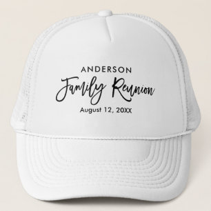 Modern Brush Script Family Reunion Trucker Hat