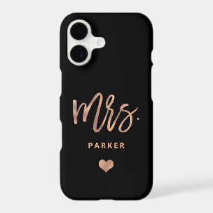 Modern Brush Script Faux Rose Gold Mrs