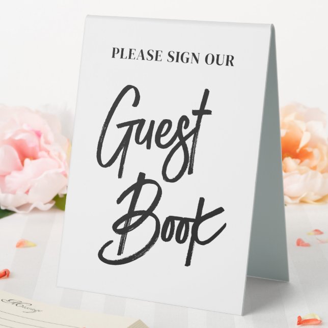 Modern Brush Script Guest Book Table Top Sign (In SItu (Wedding))