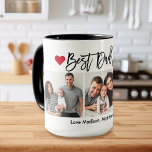Modern Brush Script Hearts 3 Photo Best Dad Ever Mug<br><div class="desc">Modern Brush Script Best Dad Ever 3 Photo Mug with Red Hearts</div>