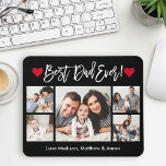 Modern Brush Script Hearts 5 Photos Best Dad Ever Mouse Pad<br><div class="desc">Modern Brush Script Best Dad Ever 5 Photo Mouse Pad with Red Hearts - Black or choose background colour</div>