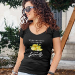 Modern Brush Script Limoncello Lemons Black V-Neck T-Shirt<br><div class="desc">Modern Brush Script Watercolor Lemons When Life Gives You Lemons Make Limoncello Black V-Neck T-Shirt</div>