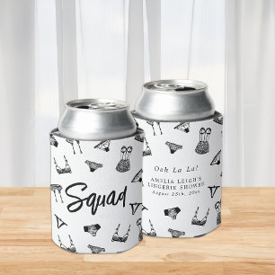 Modern Brush Script Lingerie Bridal Shower Can Cooler