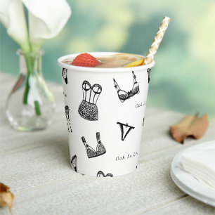 Modern Brush Script Lingerie Bridal Shower Paper Cups