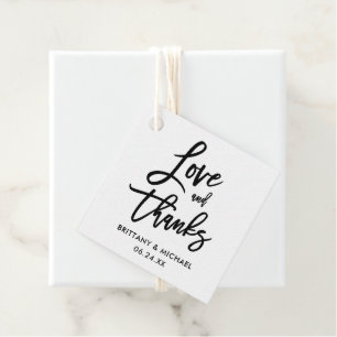 Modern Brush Script Love and Thanks Wedding Favour Tags
