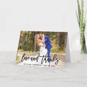 Modern Brush Script Love and Thanks Wedding Fold Card