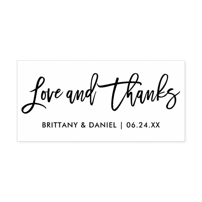 Modern Brush Script Love and Thanks Wedding Rubber Stamp (Imprint)