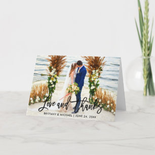 Modern Brush Script   Love Thanks Wedding Fold Card