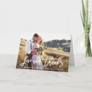 Modern Brush Script Love Thanks   Wedding Fold Card