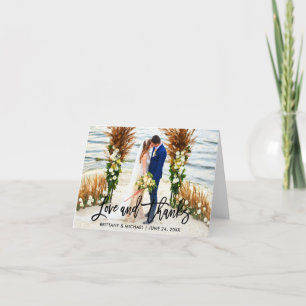 Modern Brush Script   Love Thanks Wedding Note Card