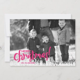Modern Brush Script Merry Christmas Photo Card