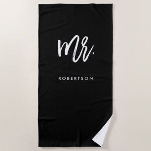 Modern Brush Script Mr Editable Colour Beach Towel