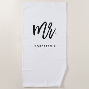 Modern Brush Script   Mr   Editable Colour Beach Towel