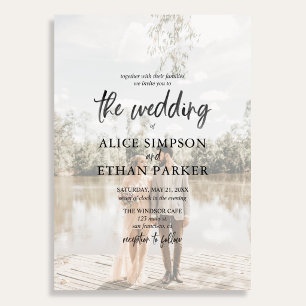 Modern Brush Script Photo Wedding Invitation