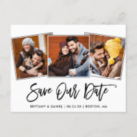 Modern Brush Script Save Our Date 3 Photo