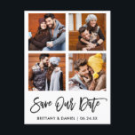 Modern Brush Script Save Our Date 4 Photo Collage Postcard<br><div class="desc">Modern Brush Script 4 Photo Save Our Date Postcard</div>