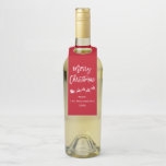 Modern Brush Script Star Santa Merry Christmas Bottle Tag<br><div class="desc">Modern Brush Script Star Santa Merry Christmas Bottle Hanger Tag</div>