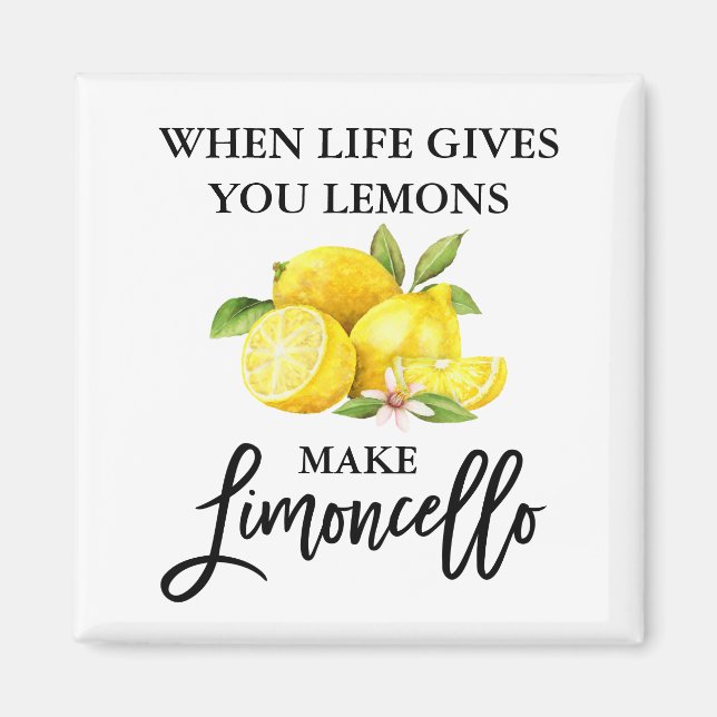 Modern Brush Script Watercolor Lemons Limoncello Magnet (Front)