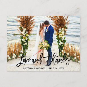 Modern Brush Script   Wedding Love and Thanks Postcard