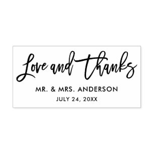 Modern Brush Script  Wedding Love and Thanks Rubber Stamp