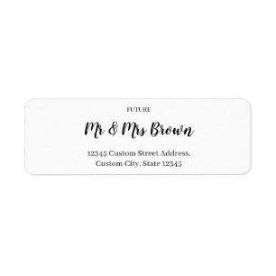 Modern Brush Script Wedding Return Address Label