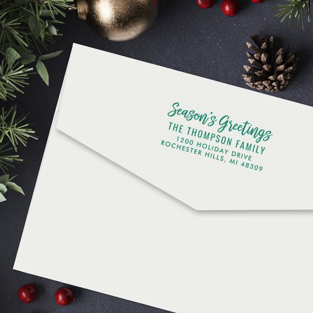 Modern Brush Seasons Greetings Address Self-inking Stamp (Creator Uploaded)