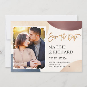 Modern Brush Stroke Abstract Shapes Photo Save The Date