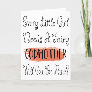 Modern Brush Stroke Godmother Photo Proposal Card