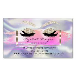 Modern Brush Stroke,Holographic Glitter Lashes Magnetic Business Card
