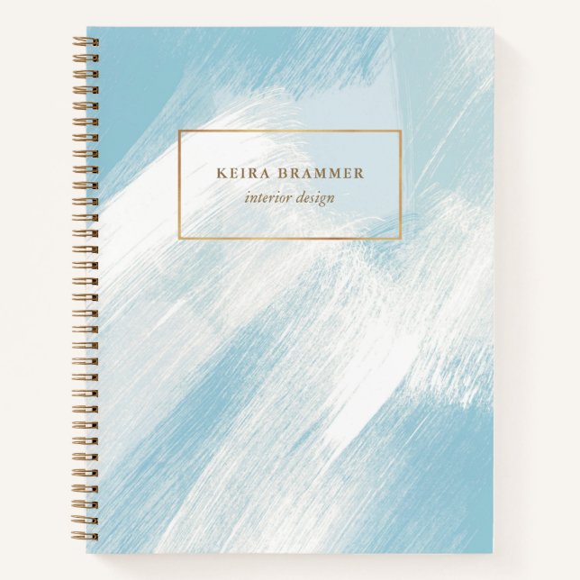 Modern Brush Strokes Blue Aqua Notebook (Front)
