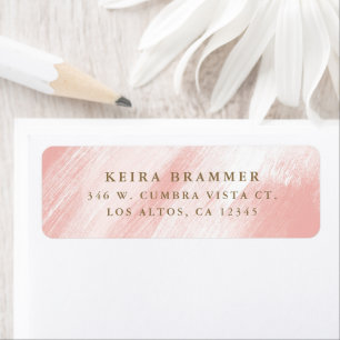 Modern Brush Strokes Blush Coral Return Address Label