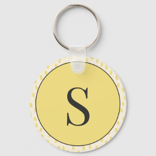 Modern Brush Strokes Butter Yellow Monogram S Key Ring
