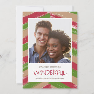 Modern Brush Strokes Christmas Photo Holiday Card