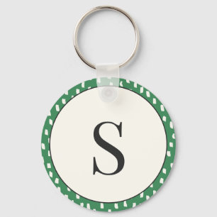 Modern Brush Strokes Leafy Green Monogram S Key Ring
