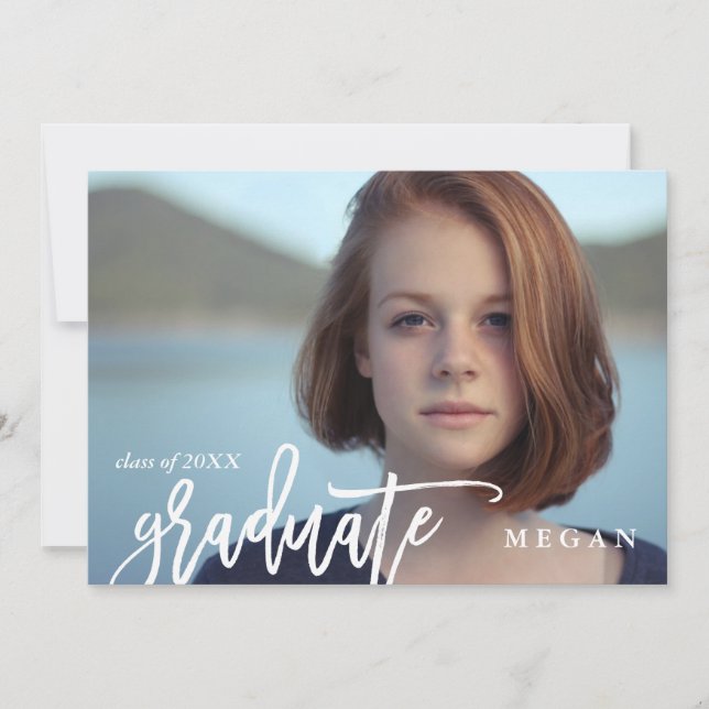 Modern Brush Type Graduation Announcement (Front)