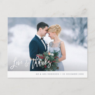 modern brush typography wedding thank you card