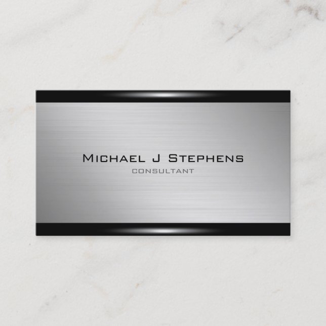 Modern Brushed Aluminium 2 Business Card (Front)
