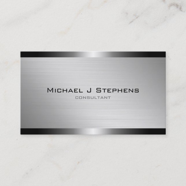 Modern Brushed Aluminium Business Card (Front)
